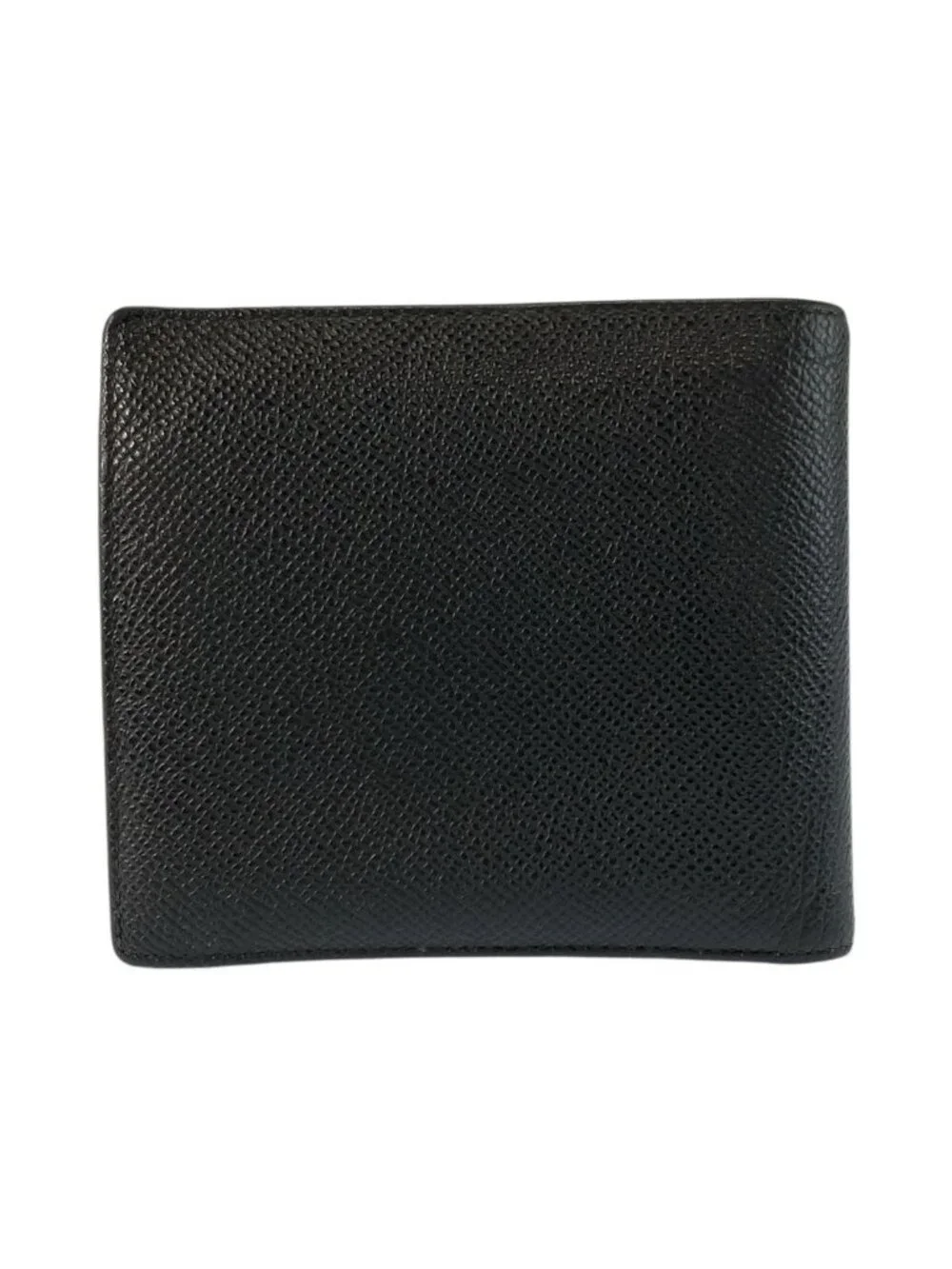 Bvlgari Black Silver Leather Fold Wallet Compact